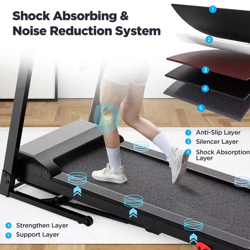 Tapis roulant pieghevole da 2,75HP con capacità di 136 kg, 3 livelli di inclinazione, velocità massima di 12 km/h, tapis roulant portatile per casa, 64+6+1 programmi, APP intelligente, altoparlanti stereo HiFi Bluetooth