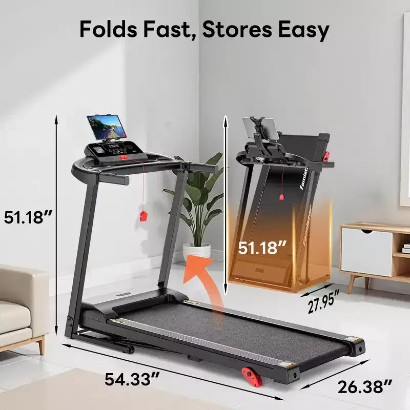 Tapis Roulant Capacità 158 kg per Casa, Tapis Roulant Pieghevole da 3,1 HP, Tapis Roulant con Inclinazione 8%, 12 km/h, 71 Programmi Preimpostati, Assorbimento degli Urti
