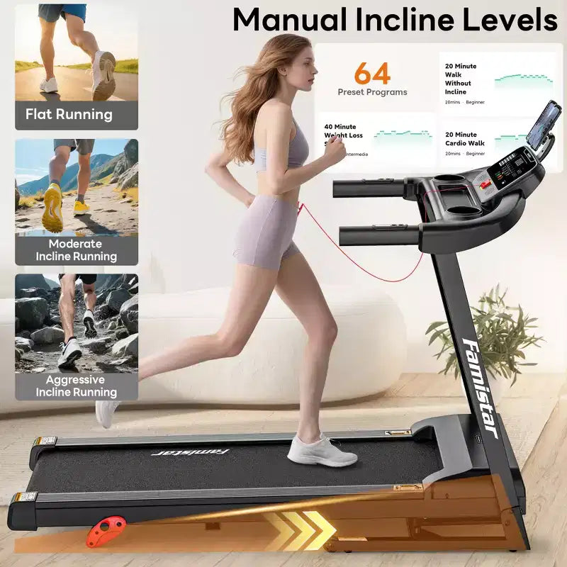 Tapis Roulant Capacità 158 kg per Casa, Tapis Roulant Pieghevole da 3,1 HP, Tapis Roulant con Inclinazione 8%, 12 km/h, 71 Programmi Preimpostati, Assorbimento degli Urti