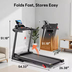 Treadmill with Incline for Home, Treadmill 300lbs Capacity, 2.5HP Folding Treadmill with APP Control, 0.6-7.5MPH, 71 programs