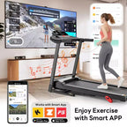 Treadmill with Incline for Home, Treadmill 300lbs Capacity, 2.5HP Folding Treadmill with APP Control, 0.6-7.5MPH, 71 programs