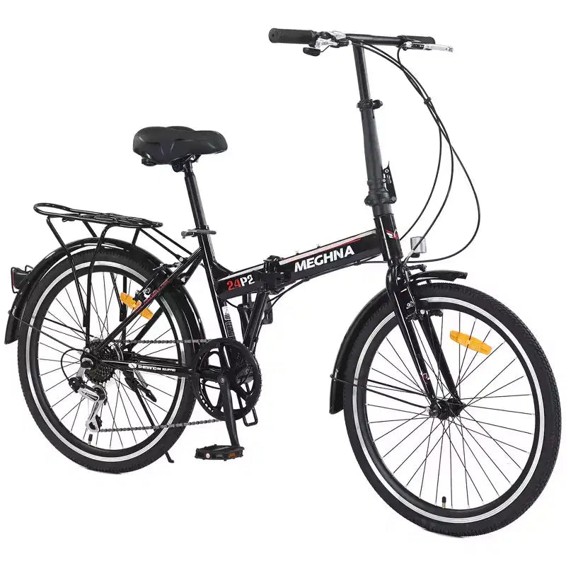 24 Folding City Bike Steel Frame 7 Speed Folding Bike, Bicycle, High-Tensile Steel Frame, V Brakes