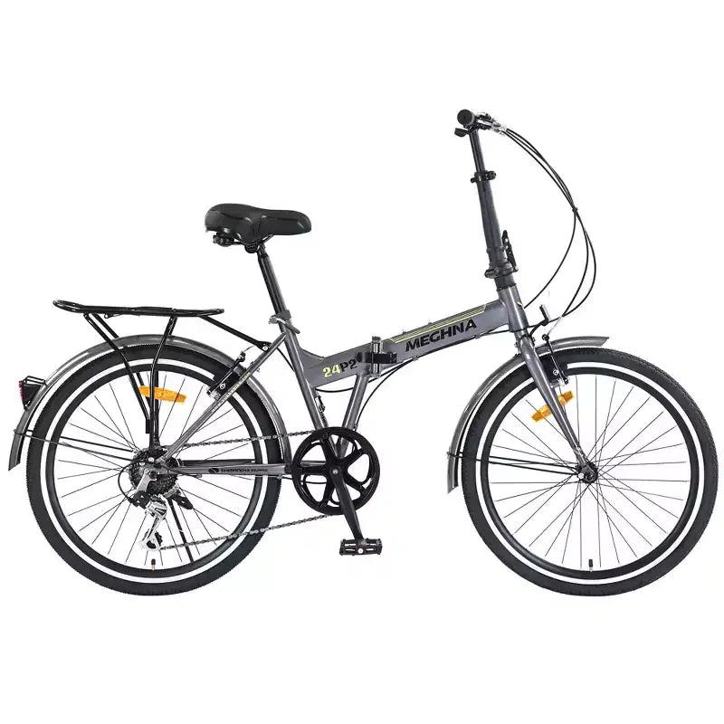 24 Folding City Bike Steel Frame 7 Speed Folding Bike, Bicycle, High-Tensile Steel Frame, V Brakes