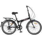 24 Folding City Bike Steel Frame 7 Speed Folding Bike, Bicycle, High-Tensile Steel Frame, V Brakes
