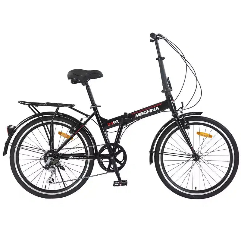 24 Folding City Bike Steel Frame 7 Speed Folding Bike, Bicycle, High-Tensile Steel Frame, V Brakes