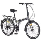 24 Folding City Bike Steel Frame 7 Speed Folding Bike, Bicycle, High-Tensile Steel Frame, V Brakes