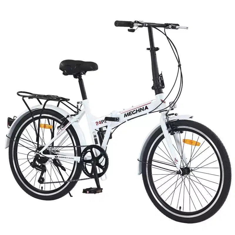 24 Folding City Bike Steel Frame 7 Speed Folding Bike, Bicycle, High-Tensile Steel Frame, V Brakes