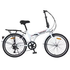 24 Folding City Bike Steel Frame 7 Speed Folding Bike, Bicycle, High-Tensile Steel Frame, V Brakes