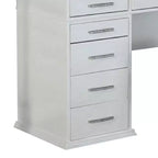 Set di toeletta Royal Hampton 3 pezzi con specchio a LED, ripiano in vetro, sgabello imbottito, bianco