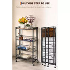 Utility Cart, Foldable Storage Cart, Easy to Set Up, Large Space for Storage for Office, Kitchen, Home Use