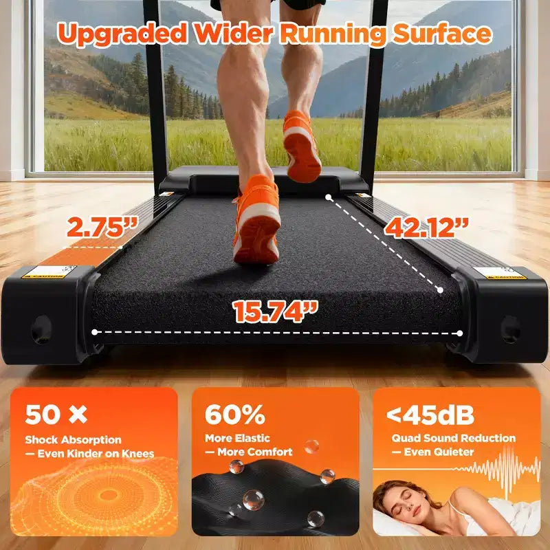 330lbs Folding Treadmill w/ 3.5HP Motor,64+7 Programs,Incline Treadmill for Home,7.5MPH,APP Control&Dual Speakers,Portable Walking Jogging Treadmill