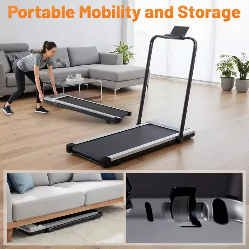 Tapis roulant senza braccia Okak con capacità di 90 kg, tapis roulant portatile 3-in-1, tapis roulant compatto per corridori di tutte le età