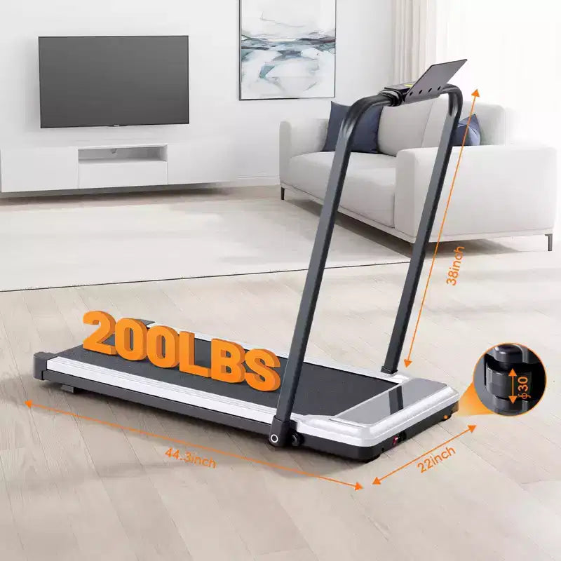 Tapis roulant senza braccia Okak con capacità di 90 kg, tapis roulant portatile 3-in-1, tapis roulant compatto per corridori di tutte le età