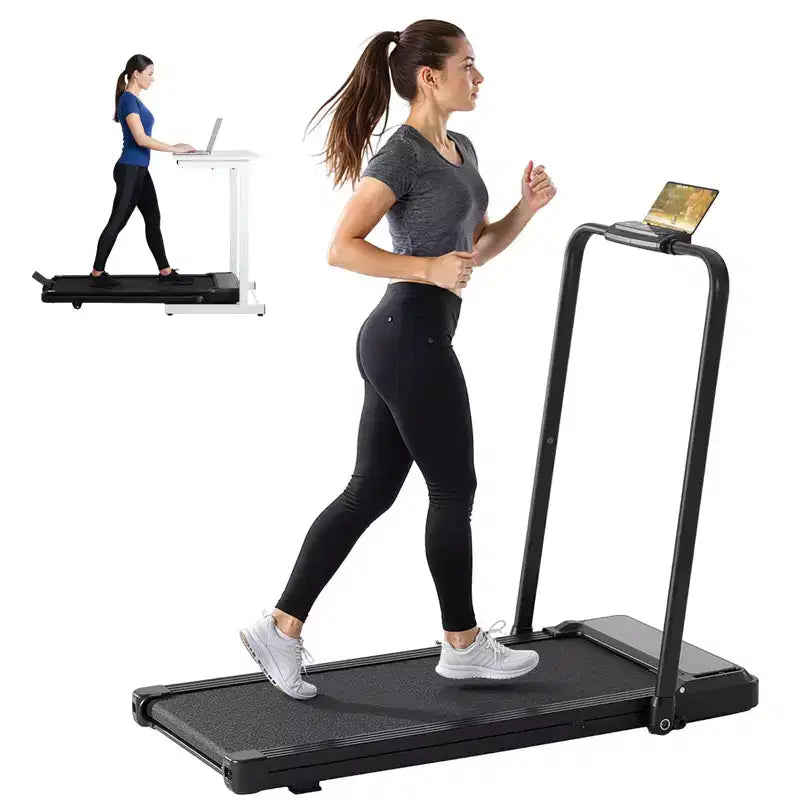 Tapis roulant senza braccia Okak con capacità di 90 kg, tapis roulant portatile 3-in-1, tapis roulant compatto per corridori di tutte le età