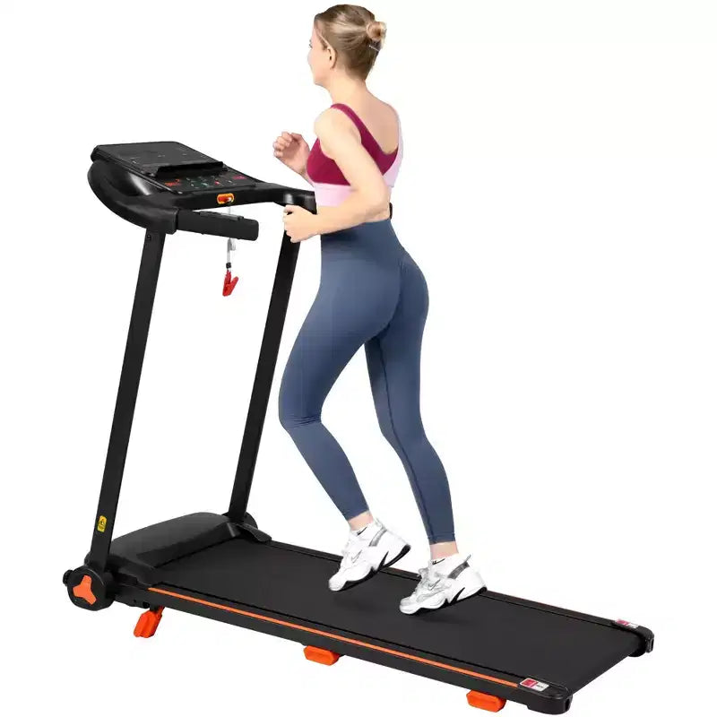 Tapis roulant pieghevole Okak 2.5HP silenzioso con sensore di frequenza cardiaca, tapis roulant da camminata con 6 ammortizzatori, tapis roulant compatto con altoparlante Bluetooth, nero