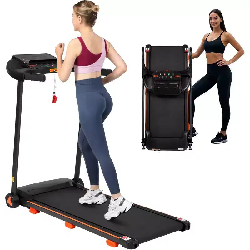 Tapis roulant pieghevole Okak 2.5HP silenzioso con sensore di frequenza cardiaca, tapis roulant da camminata con 6 ammortizzatori, tapis roulant compatto con altoparlante Bluetooth, nero