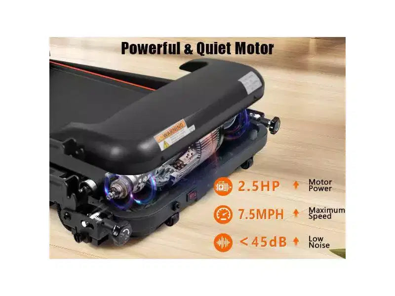 Tapis roulant pieghevole Okak 2.5HP silenzioso con sensore di frequenza cardiaca, tapis roulant da camminata con 6 ammortizzatori, tapis roulant compatto con altoparlante Bluetooth, nero