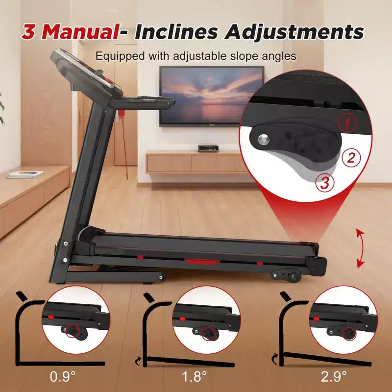 Tapis roulant pieghevole Okak 3.5HP con 12 programmi preimpostati, tapis roulant pieghevole con inclinazione e APP, tapis roulant portatile per appartamento, nero