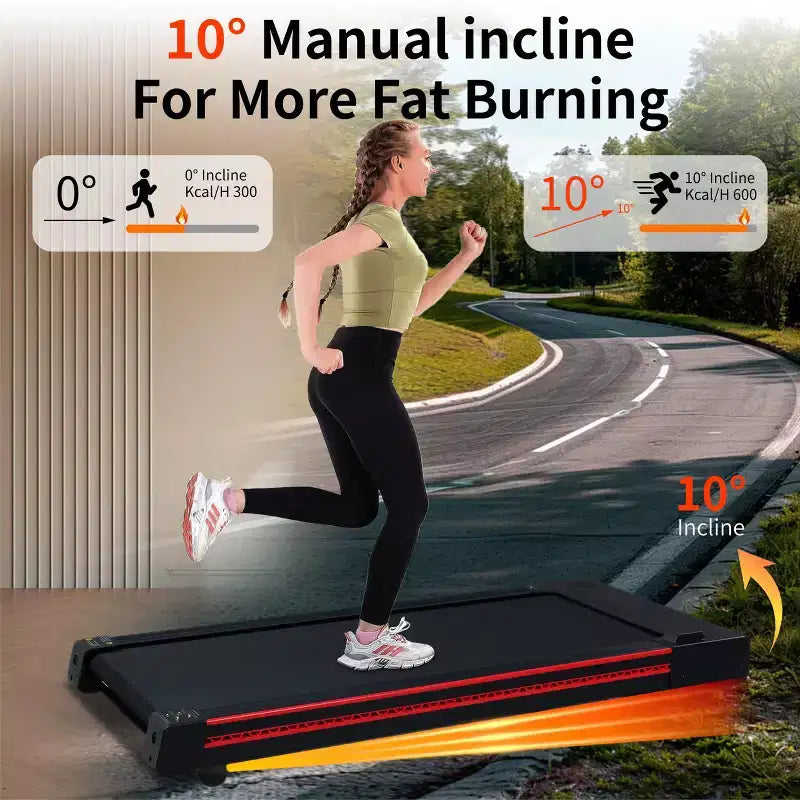 Tapis Roulant da Scrivania Okak con 10 Livelli di Inclinazione, Tapis Roulant Sottoscrivania da 3CV con Display LED, Capacità di Carico di 120 kg Tapis Roulant Portatile per la Casa, Nero+Grigio