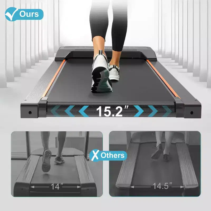 Tapis roulant Okak Walking Pad con display LED e telecomando, tapis roulant da sotto scrivania da 2,5 HP, tapis roulant portatile per casa, ufficio, nero