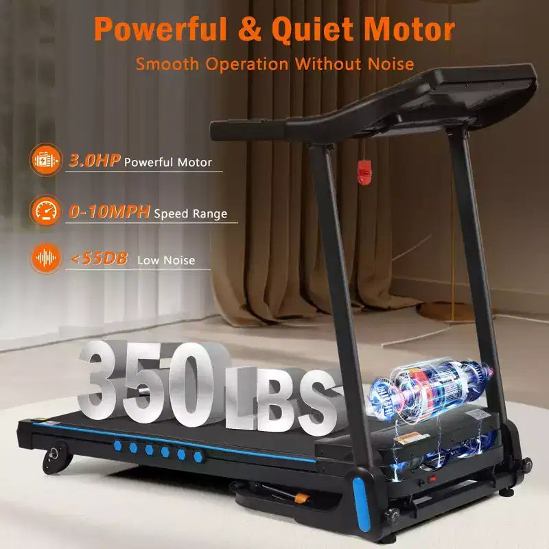 Tapis roulant Okak 3.0 HP con inclinazione e sistema idraulico, tapis roulant pieghevole automatico con ricarica Type C e USB, Walking Pad con altoparlante Bluetooth, nero