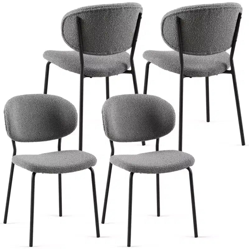 MAYEERTY Sedie da pranzo grigie in tessuto Bouclé, set da 4, con gambe in metallo per sala da pranzo