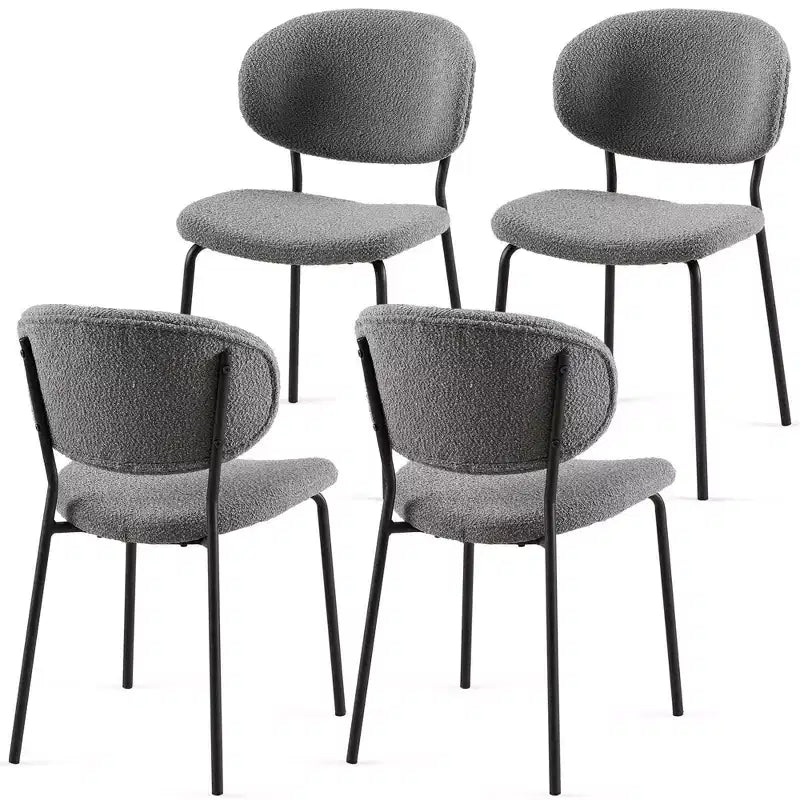 MAYEERTY Sedie da pranzo grigie in tessuto Bouclé, set da 4, con gambe in metallo per sala da pranzo