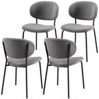 MAYEERTY Sedie da pranzo grigie in tessuto Bouclé, set da 4, con gambe in metallo per sala da pranzo