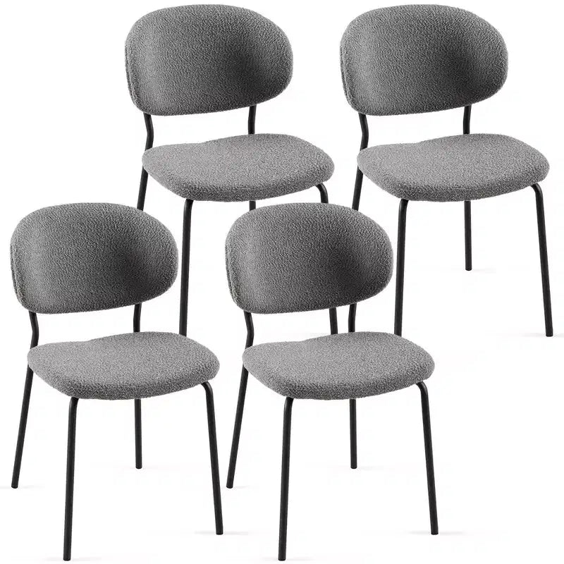 MAYEERTY Sedie da pranzo grigie in tessuto Bouclé, set da 4, con gambe in metallo per sala da pranzo