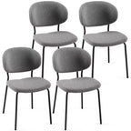 MAYEERTY Sedie da pranzo grigie in tessuto Bouclé, set da 4, con gambe in metallo per sala da pranzo