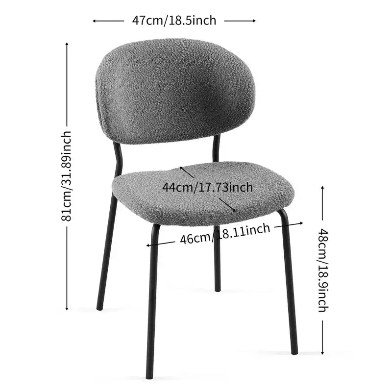 MAYEERTY Sedie da pranzo grigie in tessuto Bouclé, set da 4, con gambe in metallo per sala da pranzo
