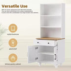 Mobile dispensa alto da cucina con piano di lavoro e cassetti, libreria a 5 livelli con ripiani regolabili e gambe a forma di zucca per ufficio domestico