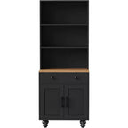 Mobile dispensa alto da cucina con piano di lavoro e cassetti, libreria a 5 livelli con ripiani regolabili e gambe a forma di zucca per ufficio domestico