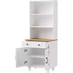 Mobile dispensa alto da cucina con piano di lavoro e cassetti, libreria a 5 livelli con ripiani regolabili e gambe a forma di zucca per ufficio domestico