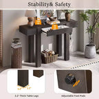 GDFStudio Sam 47.25 Rustic Minimalist Console Table with Hidden Drawer and Side Power Outlet