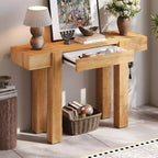 GDFStudio Sam 47.25 Rustic Minimalist Console Table with Hidden Drawer and Side Power Outlet