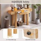 GDFStudio Sam 47.25 Rustic Minimalist Console Table with Hidden Drawer and Side Power Outlet