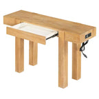 GDFStudio Sam 47.25 Rustic Minimalist Console Table with Hidden Drawer and Side Power Outlet