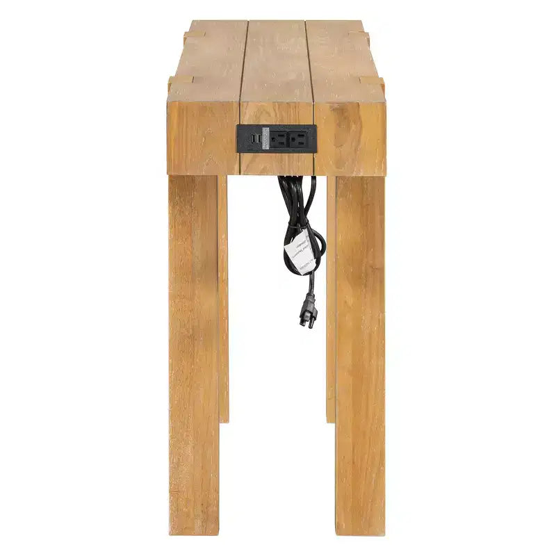 GDFStudio Sam 47.25 Rustic Minimalist Console Table with Hidden Drawer and Side Power Outlet