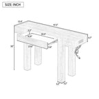 GDFStudio Sam 47.25 Rustic Minimalist Console Table with Hidden Drawer and Side Power Outlet