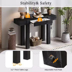 GDFStudio Sam 47.25 Rustic Minimalist Console Table with Hidden Drawer and Side Power Outlet