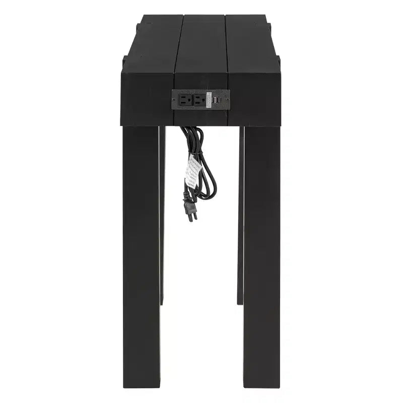 GDFStudio Sam 47.25 Rustic Minimalist Console Table with Hidden Drawer and Side Power Outlet