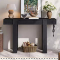 GDFStudio Sam 47.25 Rustic Minimalist Console Table with Hidden Drawer and Side Power Outlet