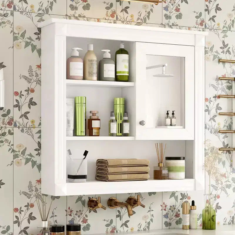 Mobile da Parete per Bagno CASAINC 32'' con Specchio, Ripiani Regolabili e 4 Ripiani per L'organizzazione