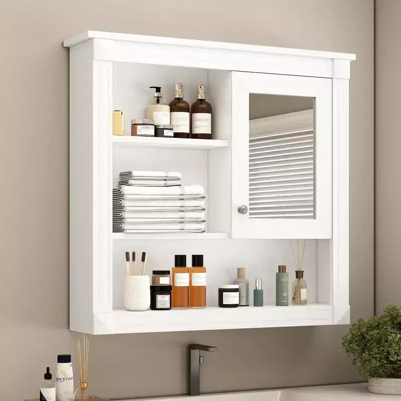 Mobile da Parete per Bagno CASAINC 32'' con Specchio, Ripiani Regolabili e 4 Ripiani per L'organizzazione