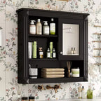 Mobile da Parete per Bagno CASAINC 32'' con Specchio, Ripiani Regolabili e 4 Ripiani per L'organizzazione