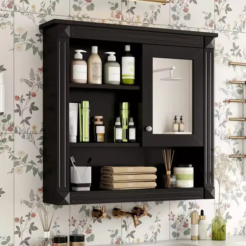 Mobile da Parete per Bagno CASAINC 32'' con Specchio, Ripiani Regolabili e 4 Ripiani per L'organizzazione