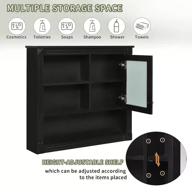 Mobile da Parete per Bagno CASAINC 32'' con Specchio, Ripiani Regolabili e 4 Ripiani per L'organizzazione