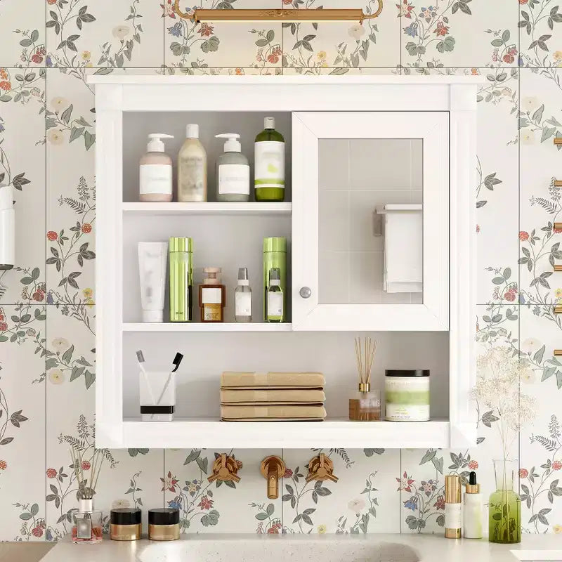 CASAINC 32'' Bathroom Wall Cabinet with Mirror, Adjustable Shelves & 4 Shelves for Storage