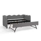 Zeus & Ruta Twin Daybed with Trundle & Wavy Headboard